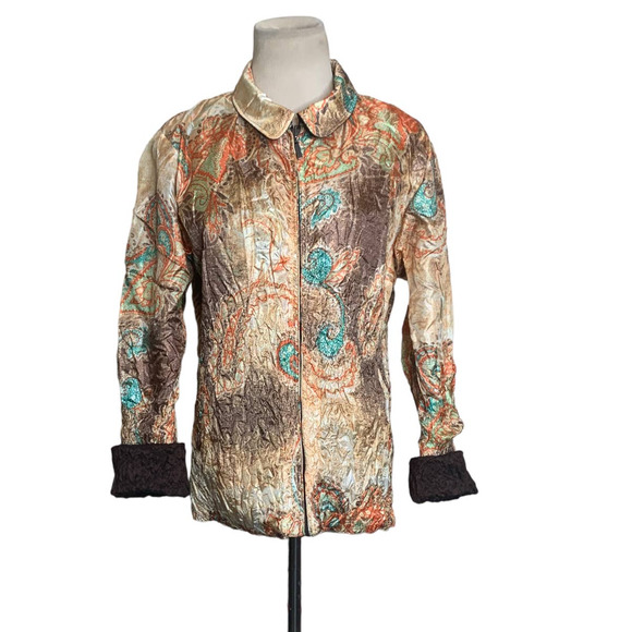 Ubu Reversible Crinkle Zippered Long Sleeves Jacket Size L - Picture 1 of 14